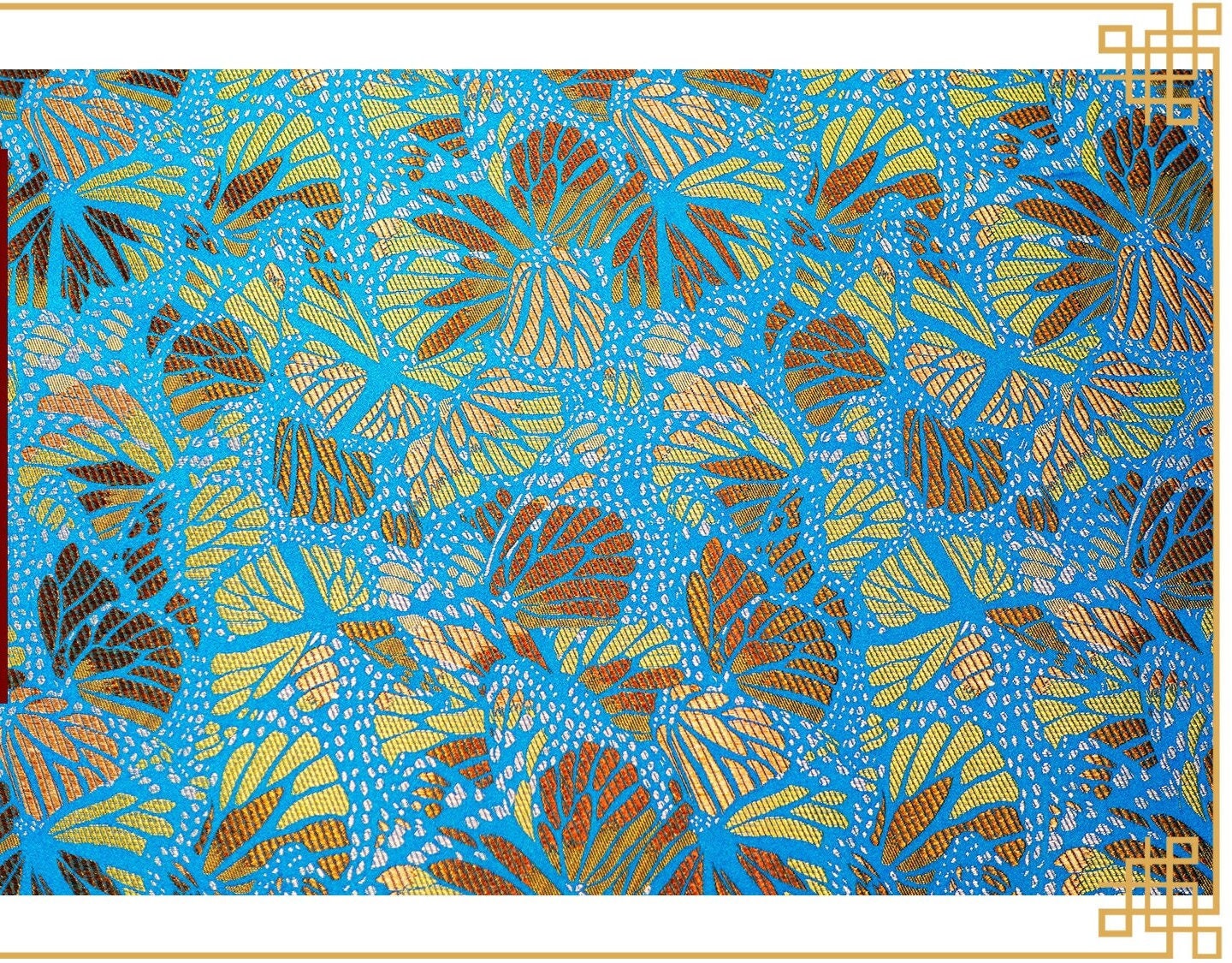 Banana Leaf Silk Brocade Fabric: 45"W Rayon Upholstery & Costume