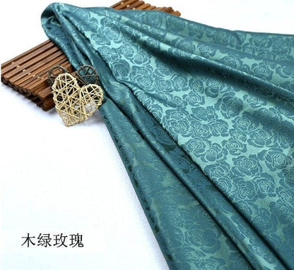 Jacquard Rose Satin Fabric: Antique Chinese Cosplay Costume Material, 59" Wide
