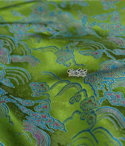Ocean Waves Brocade Fabric: 29.5"W Silk Rayon Jacquard