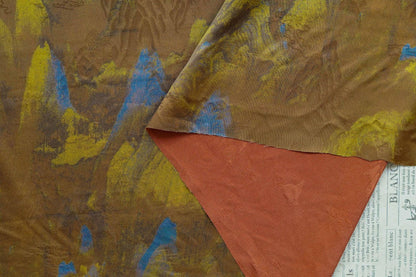 Ancient Painting Tea Silk Satin Fabric: 59"W Upholstery, Costume, Drapery