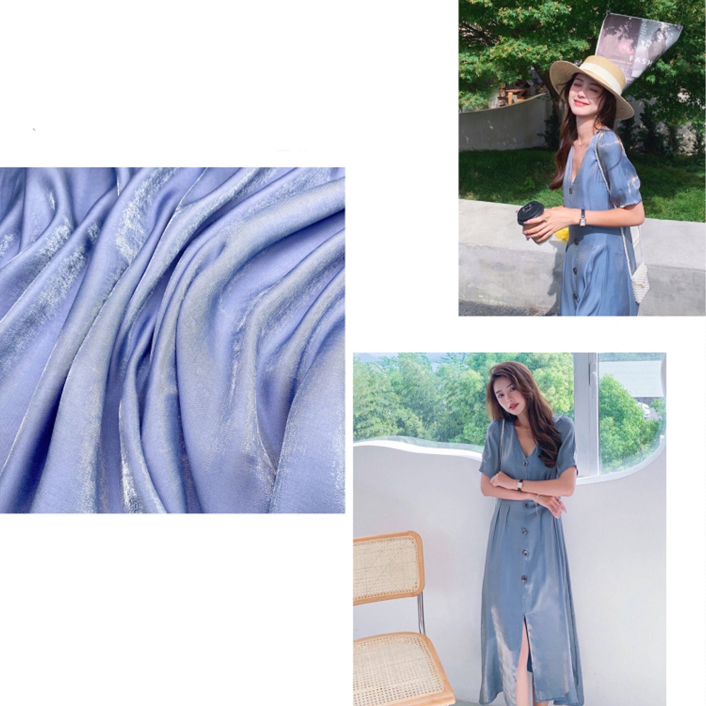 Gradient Mercerized Cotton Fabric: Shiny Satin Silky Material, 59" Wide, By The Meter