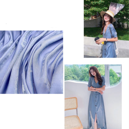Gradient Mercerized Cotton Fabric: Shiny Satin Silky Material, 59" Wide, By The Meter