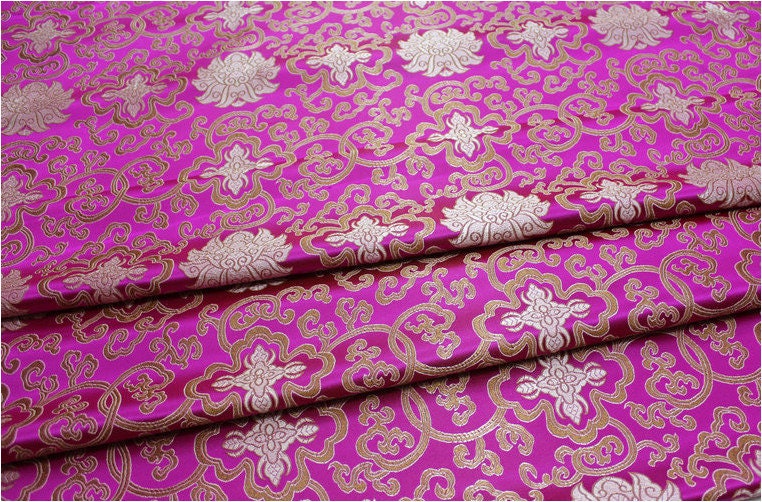 Blue Chinese Medallion Brocade Fabric: 35" Wide Rayon