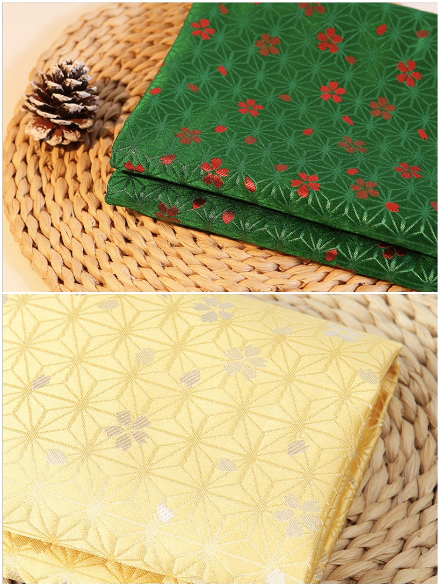Brocade Fabric: Star Flower Damask, Japanese Wedding Fabric