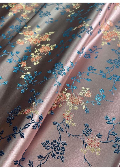 Brocart de soie damassé : tissu chinois à motifs floraux, largeur 75 cm (29,5 po) - Vendu au mètre