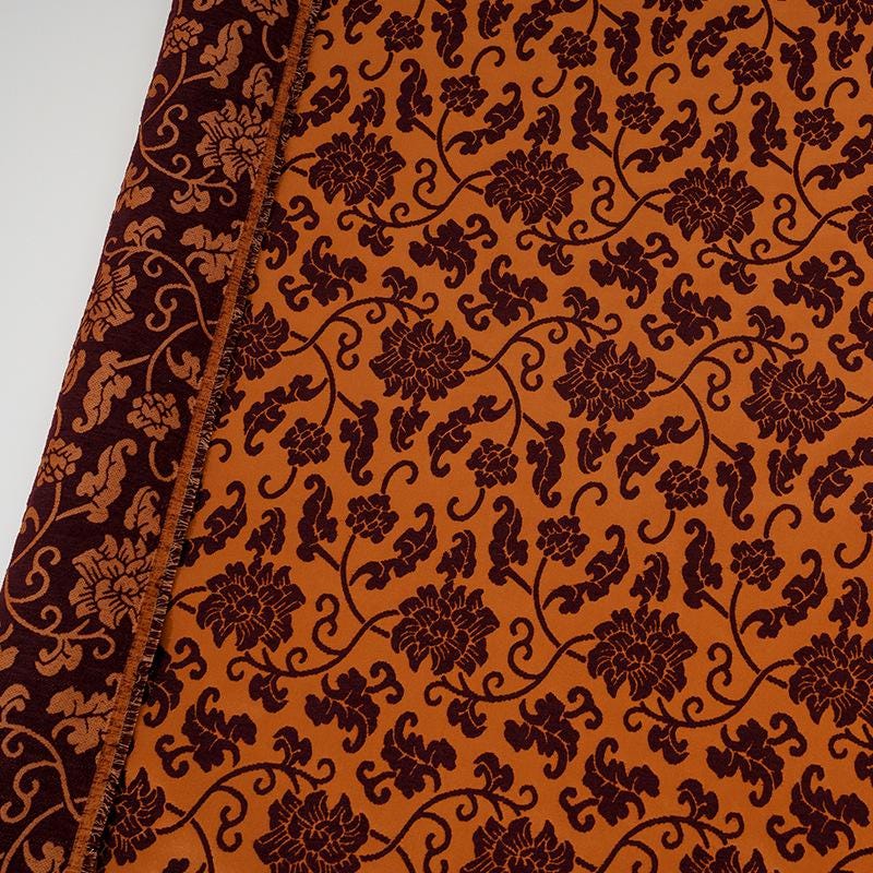 Tissu velours brocart élégant à volutes de lotus – Matière luxueuse et épaisse pour hauts et gilets de style chinois, 59
