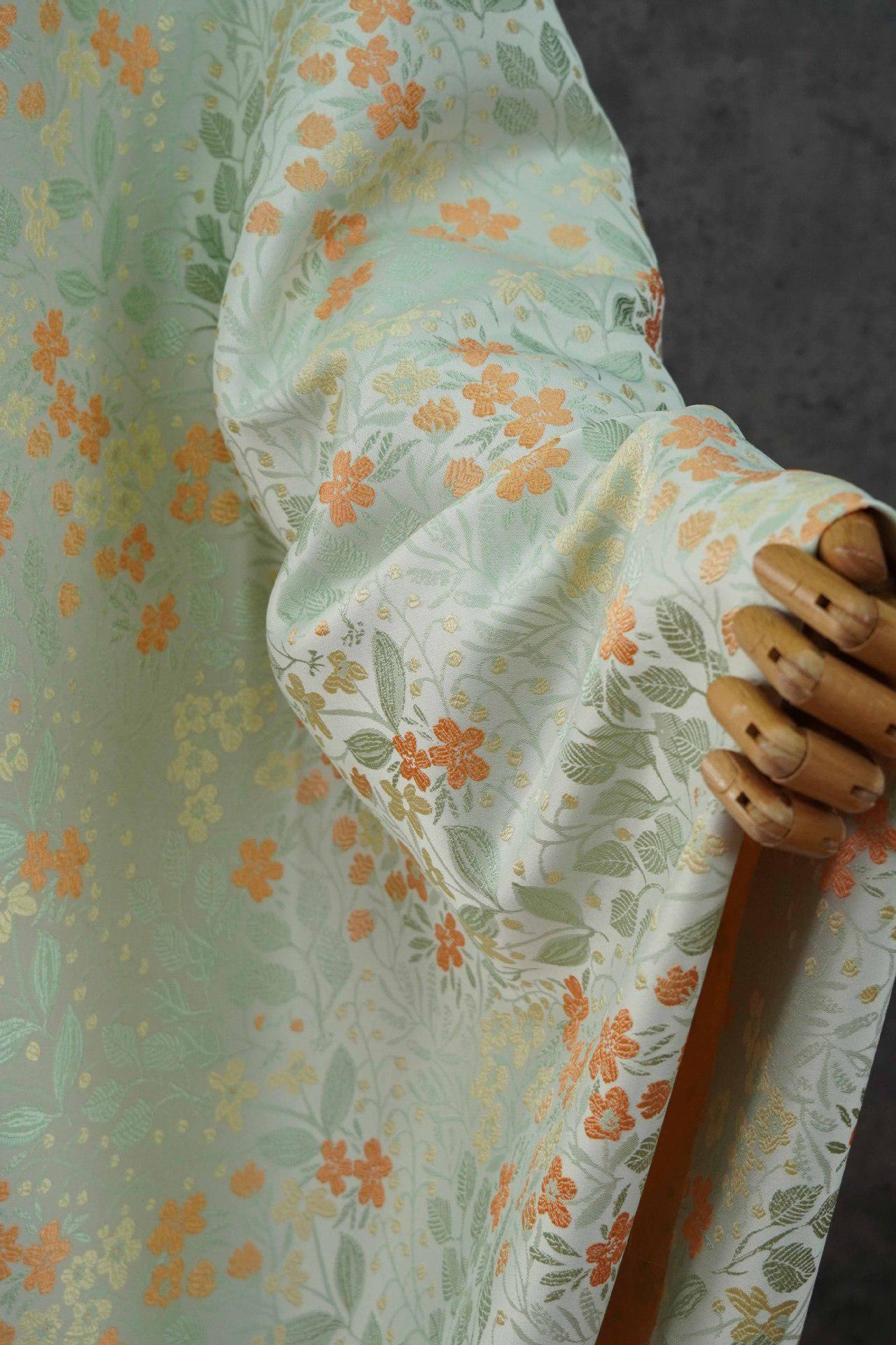 Tissu tissé à motifs floraux, coton japonais pour patchwork orange-jaune, 168 cm de large