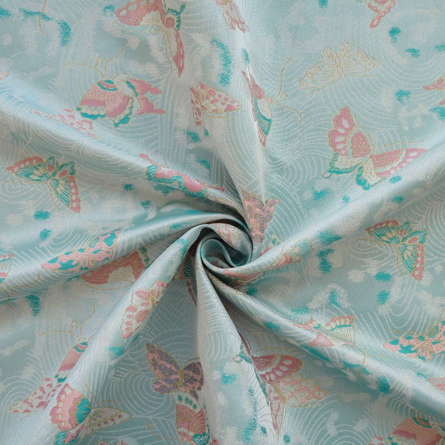 Butterfly Jacquard Fabric: Gold Thread Polyester Rayon Blend, 57"W