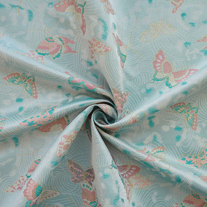 Butterfly Jacquard Fabric: Gold Thread Polyester Rayon Blend, 57"W