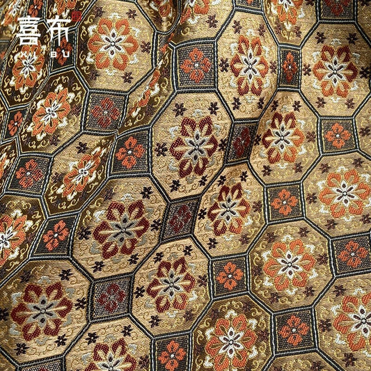 Floral Silk Brocade Fabric: Song Chinese Style, 57"/29"W