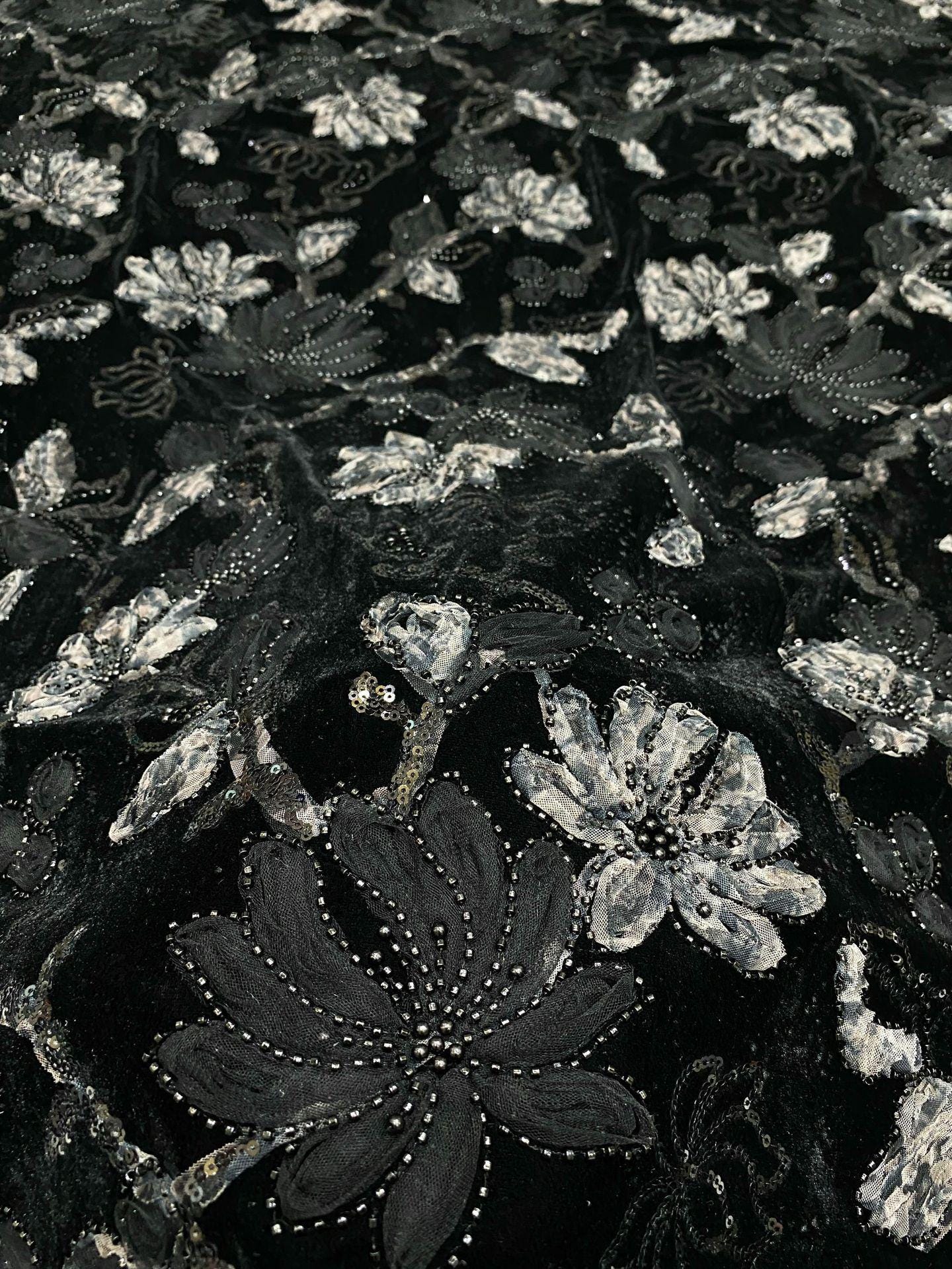 Velvet Lace Trimmed Blazer ��� Beaded Embroidery and Sequins Bridal