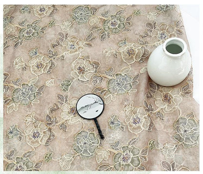 Embroidered Floral Fabric ��� Vintage Hanfu Qipao Sty" Wide