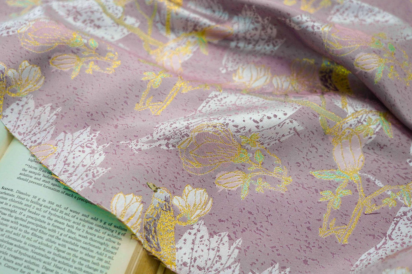 Gold Thread Floral Brocade Fabric: 59"W Jacquard Damask, Costume Decor