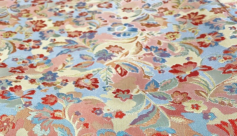 Pink Floral Brocade Fabric: Reversible Rayon Damask, 59" Wide