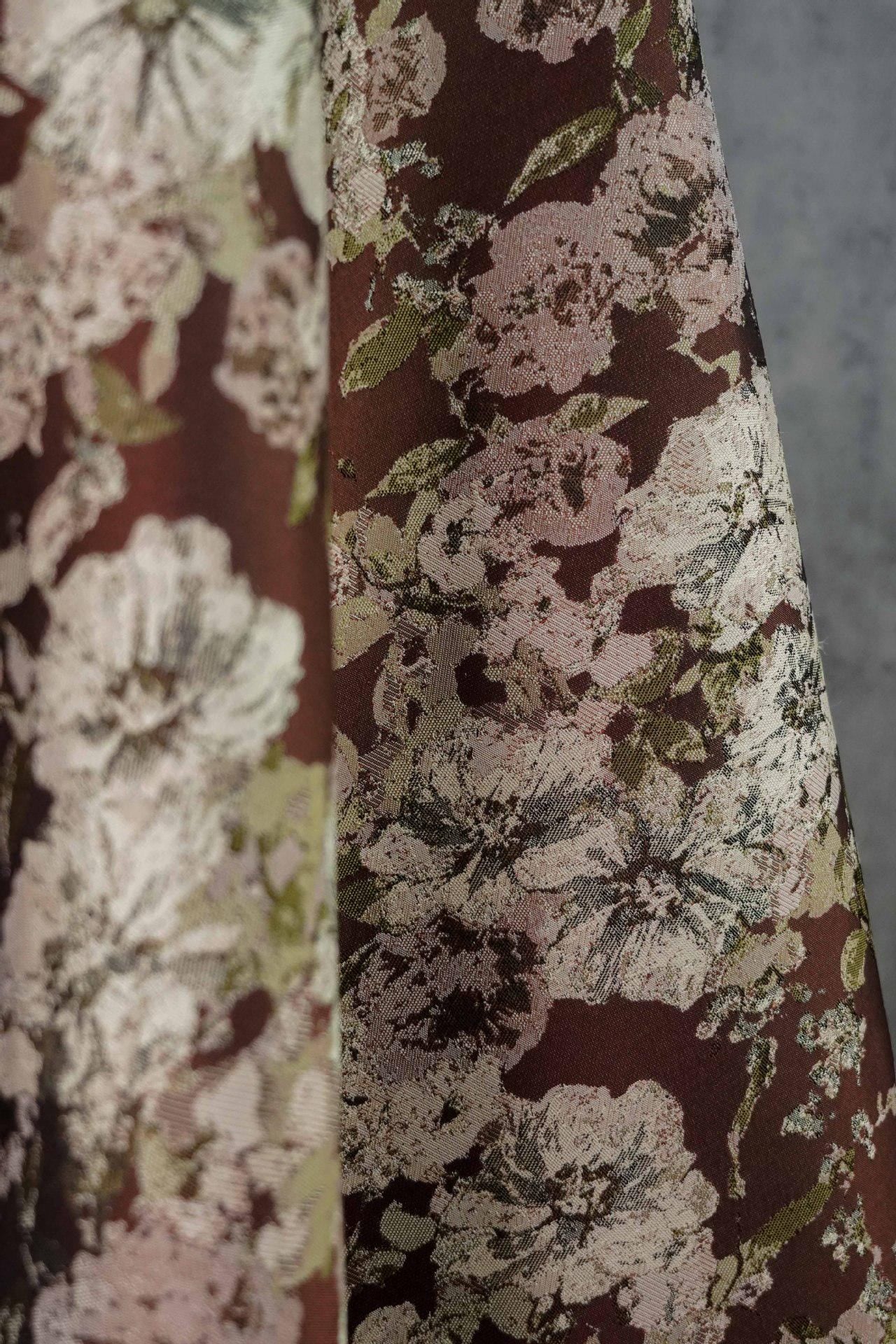 Vintage Floral Jacquard Fabric: 55"W Pastoral Style - By The Meter