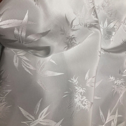 White Bamboo Jacquard Fabric: 59"W Cotton Rayon Blend