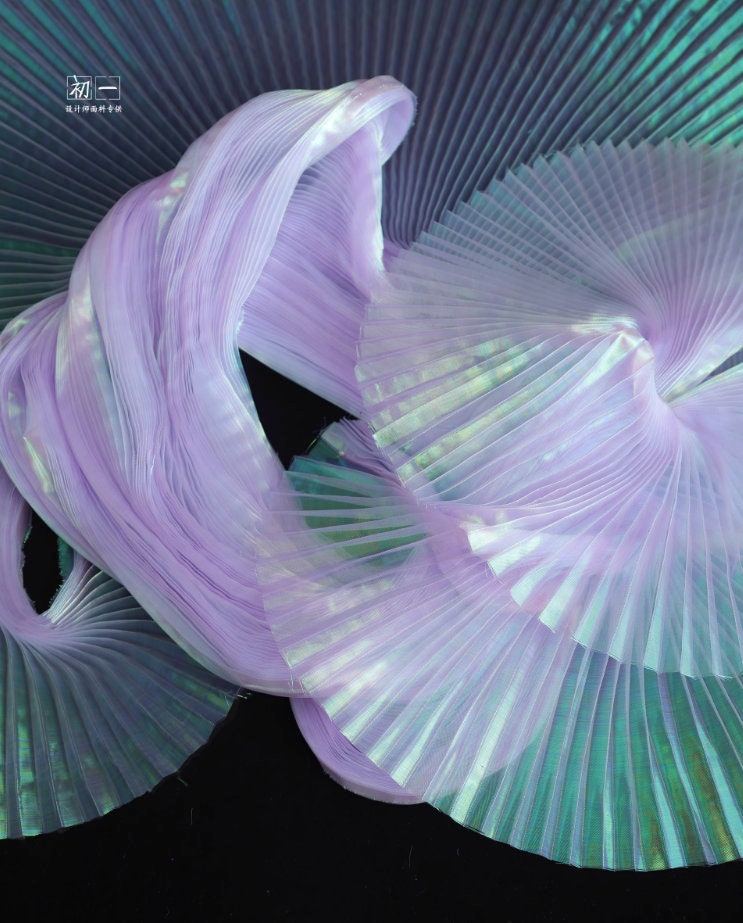 Mermaid Pleated Organza Fabric: 55" Wide Designer Material