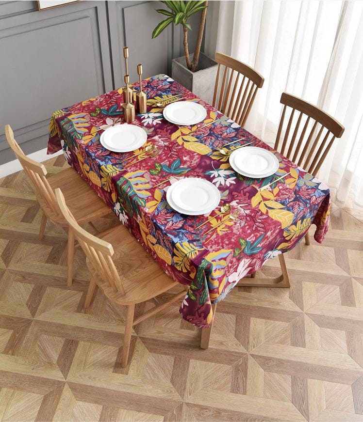 Nappe à imprimé floral bohème : tissu en mélange de coton et de lin (147 cm de large)