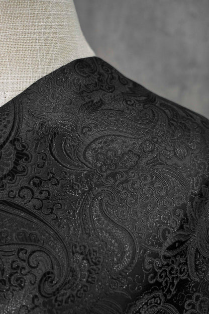 Tissu brocart jacquard à motifs cachemire avec fils d'or ��" Large