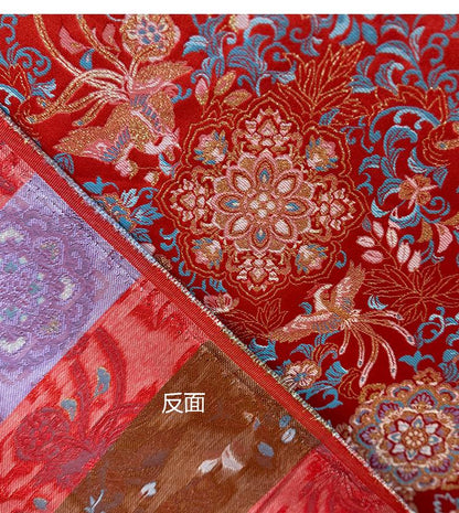 Tissu brocart pivoine phénix - Satin style chinois, 142 cm de large