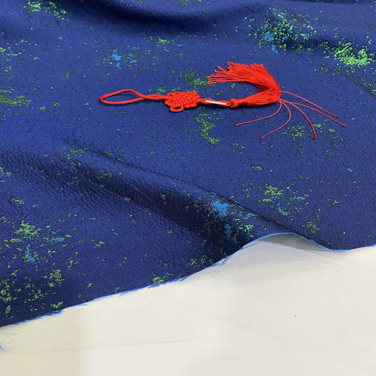 Deep Blue Galaxy Jacquard Fabric: Gold Thread Damask, 57" Wide