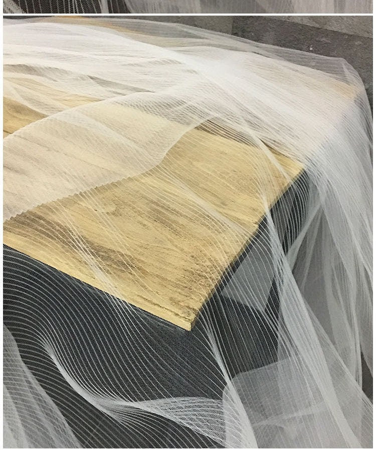 Pleated Mesh Fabric, Stiff Texture, Veil, Prom, Events, Crafts, 65" Wide