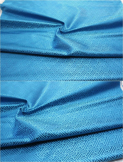 Chinese Brocade Fabric: Fret Pattern Silk Rayon Blend (29.5" Wide)