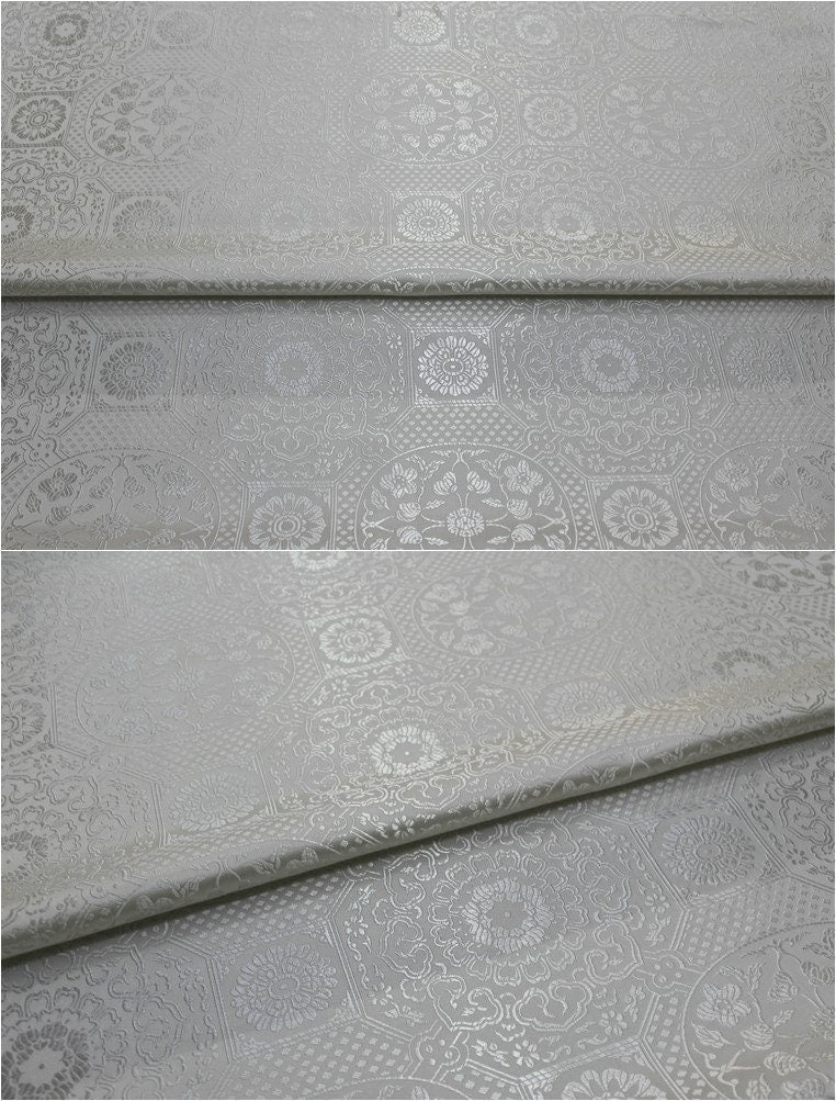 Plum Blossom Brocade Fabric: Chinese Silk Damask, Upholstery & Costume Sewing