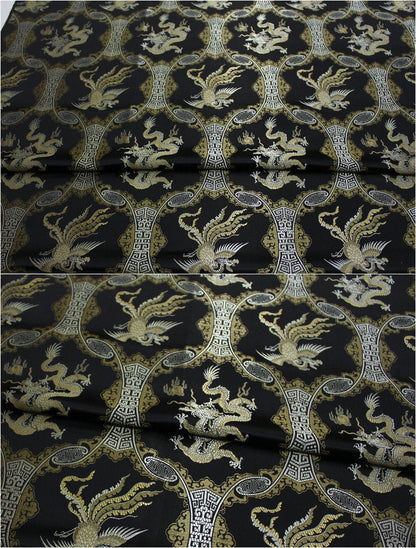 Dragon Phoenix Brocade Fabric: 45"W Silk Rayon Jacquard