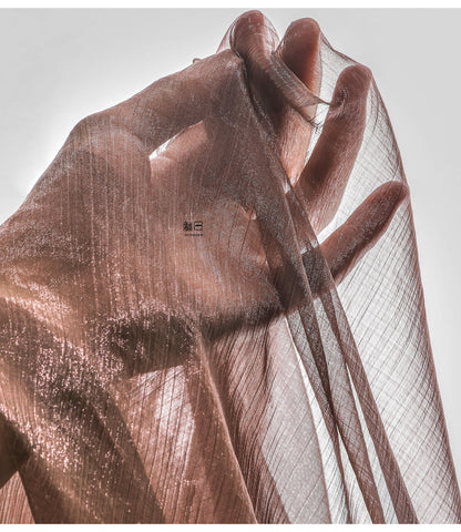 Bean Paste Chiffon Fabric: 57"W Sheer Art Retro Polyester Material