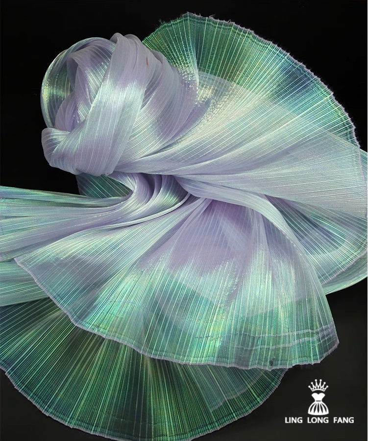 Crinkled Pleated Organza Fabric: 57" Wide Stiff Texture