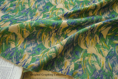 Gold Thread Jacquard Fabric: Oil Painting Style, 54" Wide