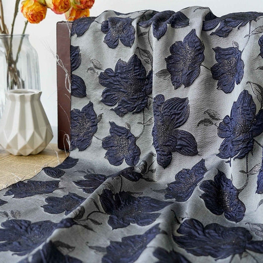 Gold Thread Floral Jacquard Fabric: Embossed 3D Bubble Design, 64" Wide
