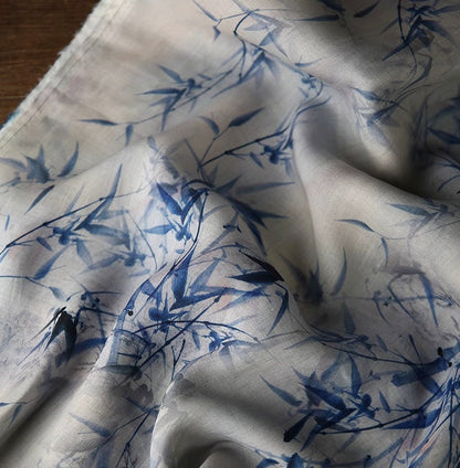 Blue Bamboo Ramie Fabric: Sustainable Home Textile, 55" Wide