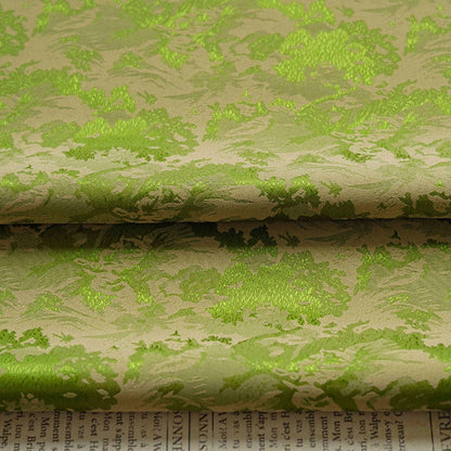 Green Wave Jacquard Fabric: Embossed Upholstery, Costume, & Bedding (59"W)