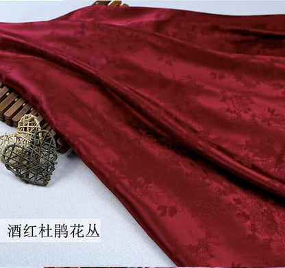 Jacquard Satin Fabric: 59" Rhododendron Antique Cosplay Costume Material