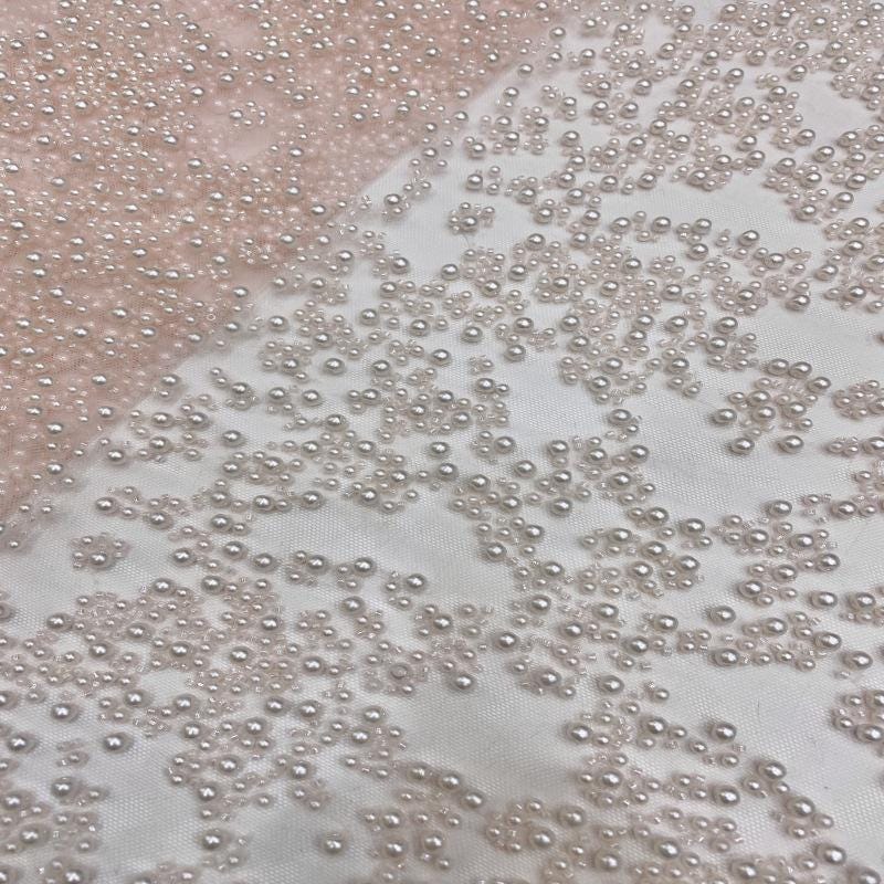 Beaded French Lace Fabric: Bridal Wedding Dress Material, 50" Wide