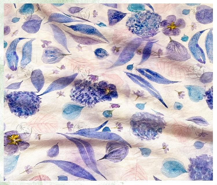 Quilting Fabric, Mist Blue Floral Cotton Fabric: Soft Jacquard Look Sewing Material