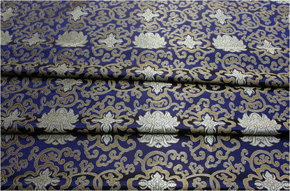 Blue Chinese Medallion Brocade Fabric: 35" Wide Rayon