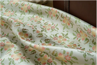Peach Blossom Jacquard Fabric, Vintage Style, Costume, Upholstery