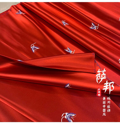 Butterfly Floral Silk Brocade Fabric: Elegant Cheongsam Qipao Sewing Material