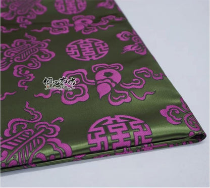Silk Brocade Fabric: Purple & Green Chinese Upholstery, Costume, Decor