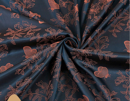 Floral Tea Silk Satin Fabric - 59"W Digital Print
