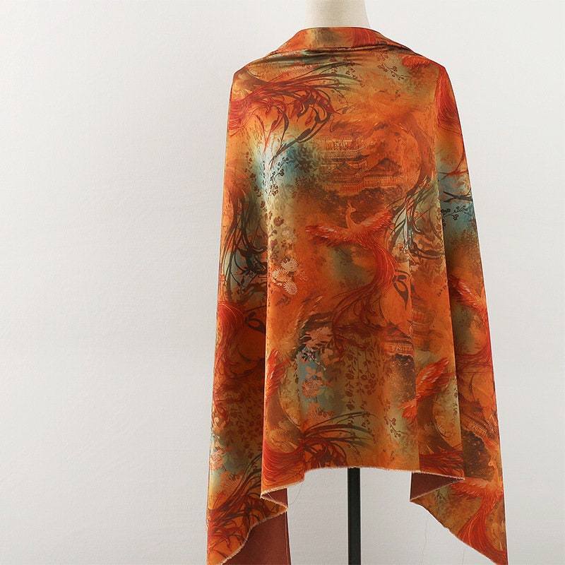 Red Cloud Yarn Floral Print Fabric: Silken Flow, 59" Wide
