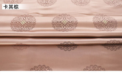 Tissu brocart bleu : jacquard de rayonne de style sino-mongol (largeur : 75 cm)