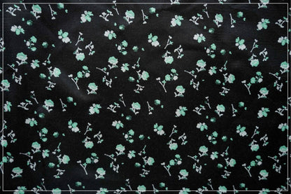Green Floral Black Jacquard Fabric: Rayon Blend Upholstery, 59" Wide