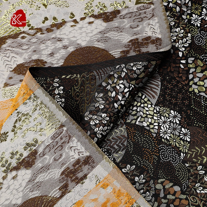 Tissu des éventails japonais Nishijin : Brocart jacquard de soie et rayonne