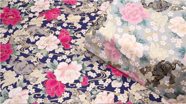 Tissu en coton à motifs floraux japonais : Matériel de couture pour kimono