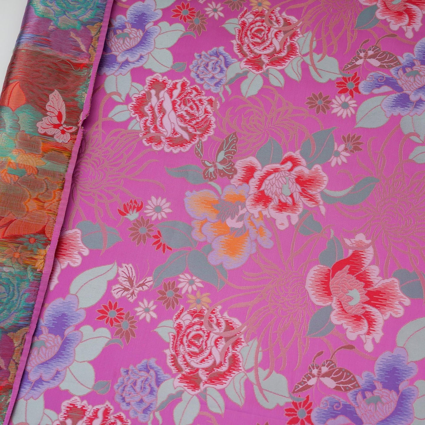 Tissu brocart de soie à motif pivoine : 150 cm de large, pour ameublement et rideaux chinois
