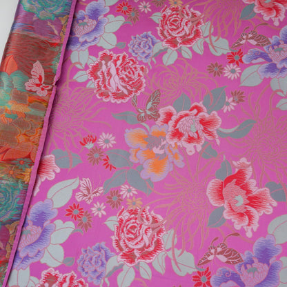 Tissu brocart de soie à motif pivoine : 150 cm de large, pour ameublement et rideaux chinois